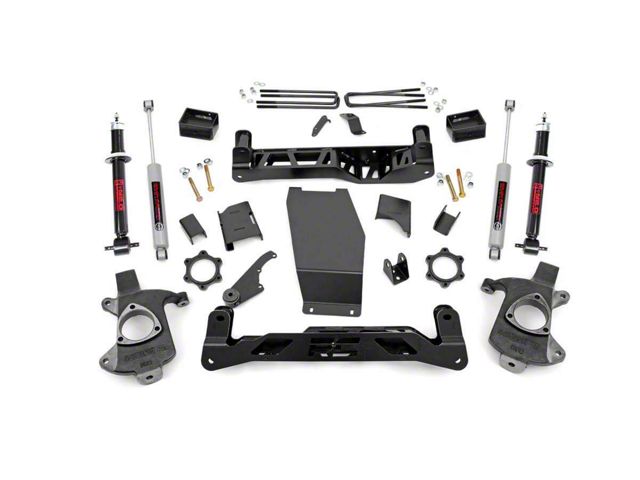 Rough Country 5-Inch Knuckle Suspension Lift Kit with Lifted Struts and Premium N3 Shocks (14-18 4WD Silverado 1500 w/ Stock Cast Steel Control Arms)