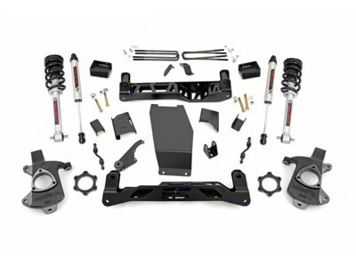 Rough Country 5-Inch Knuckle Suspension Lift Kit with Lifted Struts and V2 Monotube Shocks (14-18 4WD Silverado 1500 w/ Stock Cast Alumium or Stamped Steel Control Arms)