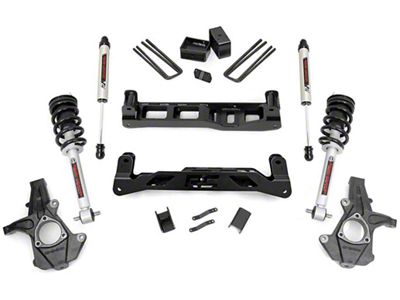 Rough Country 5-Inch Knuckle Suspension Lift Kit with Lifted Struts and V2 Monotube Shocks (14-18 2WD Silverado 1500 w/ Stock Cast Steel Control Arms)