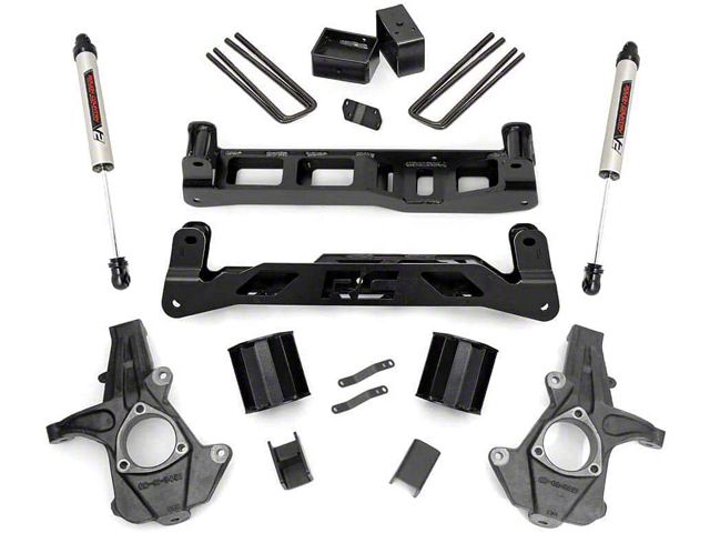 Rough Country 5-Inch Knuckle Suspension Lift Kit with V2 Monotube Shocks (14-18 2WD Silverado 1500 w/ Stock Cast Alumium or Stamped Steel Control Arms)