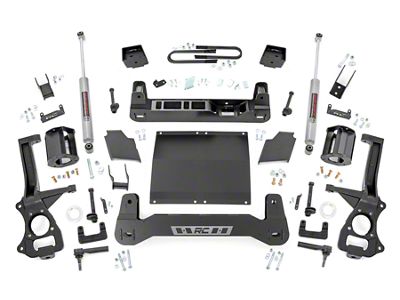 Rough Country Suspension 6-Inch Suspension Lift Kit with Front Strut Spacers and Premium N3 Rear Shocks (25-26 4WD 2.7L, 3.0L Duramax Silverado 1500 w/ OEM Mon-Leaf Springs, Excluding Trail Boss & ZR2)