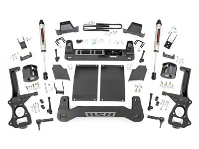 Rough Country 6-Inch Suspension Lift Kit with Strut Spacers and V2 Monotube Shocks (19-24 2.7L, 3.0L Duramax Silverado 1500 w/ Rear Multi-Leaf Pack Springs, Excluding Trail Boss & ZR2)