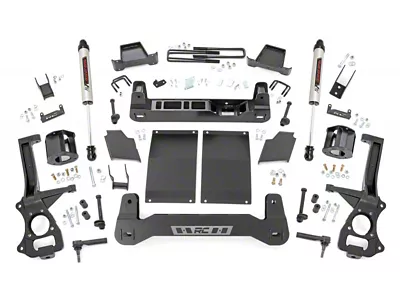 Rough Country 6-Inch Suspension Lift Kit with Strut Spacers and V2 Monotube Shocks (19-23 2.7L, 3.0L Duramax Silverado 1500 w/ Rear Multi-Leaf Pack Springs, Excluding Trail Boss & ZR2)