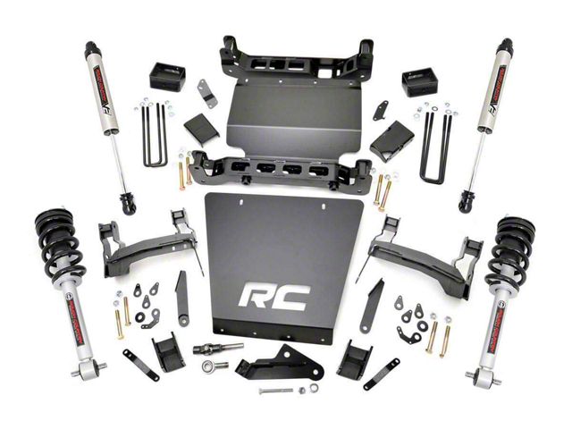 Rough Country 7-Inch Bracket Suspension Lift Kit with Lifted Struts and V2 Monotube Shocks (14-18 4WD Silverado 1500)