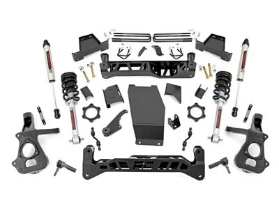 Rough Country 7-Inch Knuckle Suspension Lift Kit with Lifted Struts and V2 Monotube Shocks (14-18 4WD Silverado 1500 w/ Stock Cast Steel Control Arms)