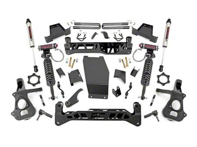 Rough Country 7-Inch Knuckle Suspension Lift Kit with Vertex Adjustable Coil-Overs and V2 Monotube Shocks (14-18 4WD Silverado 1500 w/ Stock Cast Steel Control Arms)