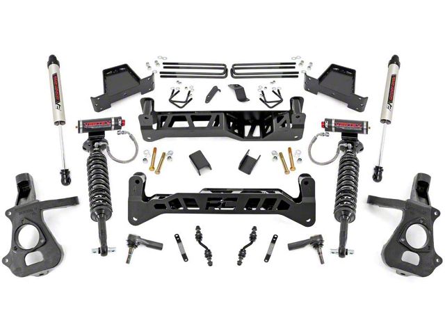 Rough Country 7-Inch Suspension Lift Kit with Vertex Adjustable Coil-Over and V2 Monotube Shocks (14-18 2WD Silverado 1500 w/ Stock Cast Steel Control Arms)