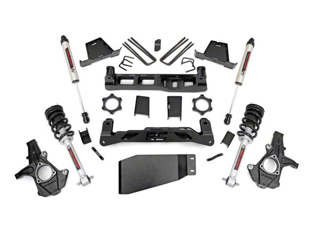 Rough Country 7.50-Inch Suspension Lift Kit with Lifted Struts and V2 Monotube Shocks (07-13 4WD Silverado 1500)