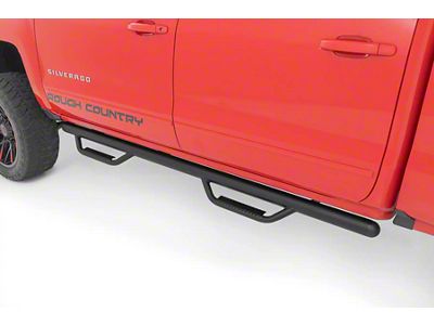 Rough Country Cab Length Nerf Side Step Bars; Black (14-18 Silverado 1500 Double Cab)