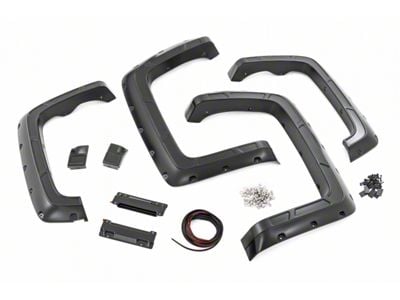 Rough Country Defender Fender Flares; Gloss Black (14-18 Silverado 1500 w/ 6.50-Foot Standard & 8-Foot Long Box)