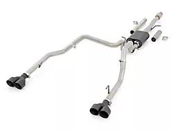 Rough Country Dual Exhaust System with Black Tips; Rear Exit (19-24 5.3L Silverado 1500 w/ Factory Dual Exhaust)