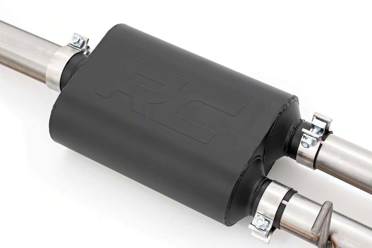 Rough Country Silverado 1500 Dual Exhaust System with Black Tips; Rear
