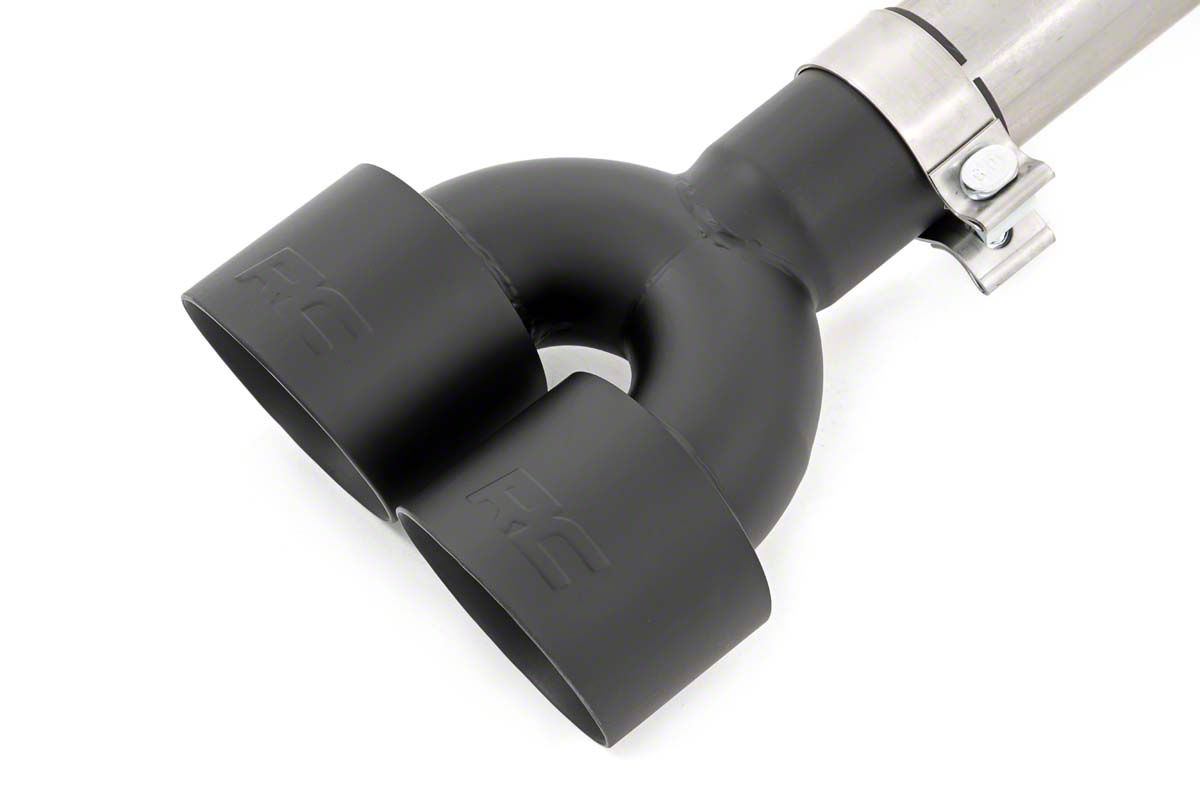 Rough Country Silverado 1500 Dual Exhaust System with Black Tips; Rear
