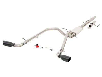 Rough Country Dual Exhaust System with Black Tips; Side Exit (09-13 5.3L Silverado 1500)