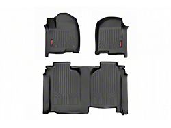 Rough Country Heavy Duty Front and Rear Floor Mats; Black (19-23 Silverado 1500 Crew Cab w/ Front Bucket Seats & Under Seat Storage)