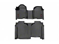 Rough Country Heavy Duty Front and Rear Floor Mats; Black (19-23 Silverado 1500 Crew Cab w/ Front Bench Seat & w/o Under Seat Storage)