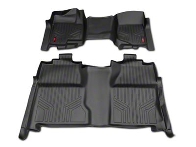 Rough Country Heavy Duty Front Over the Hump and Rear Floor Mats; Black (07-13 Silverado 1500 Crew Cab)