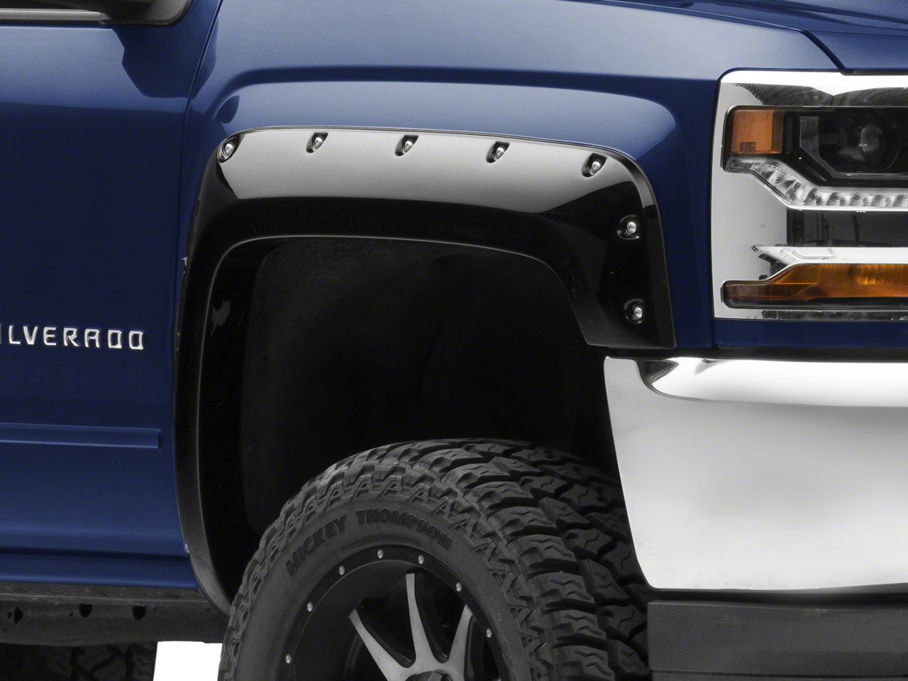 Rough Country Silverado 1500 Pocket Fender Flares; Black FC11612GBA (1618 Silverado 1500 w/ 5.