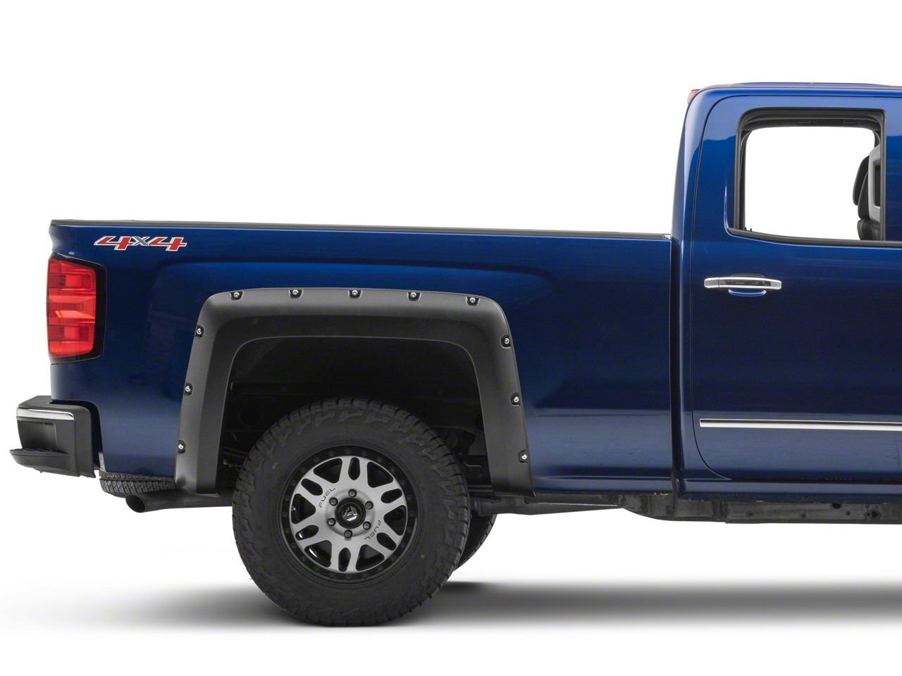 4PC Pocket Rivet Style Fender Flares – Textured Black – For 14-18 Chevy Silverado 1500 Short Bed – Transmotor2013