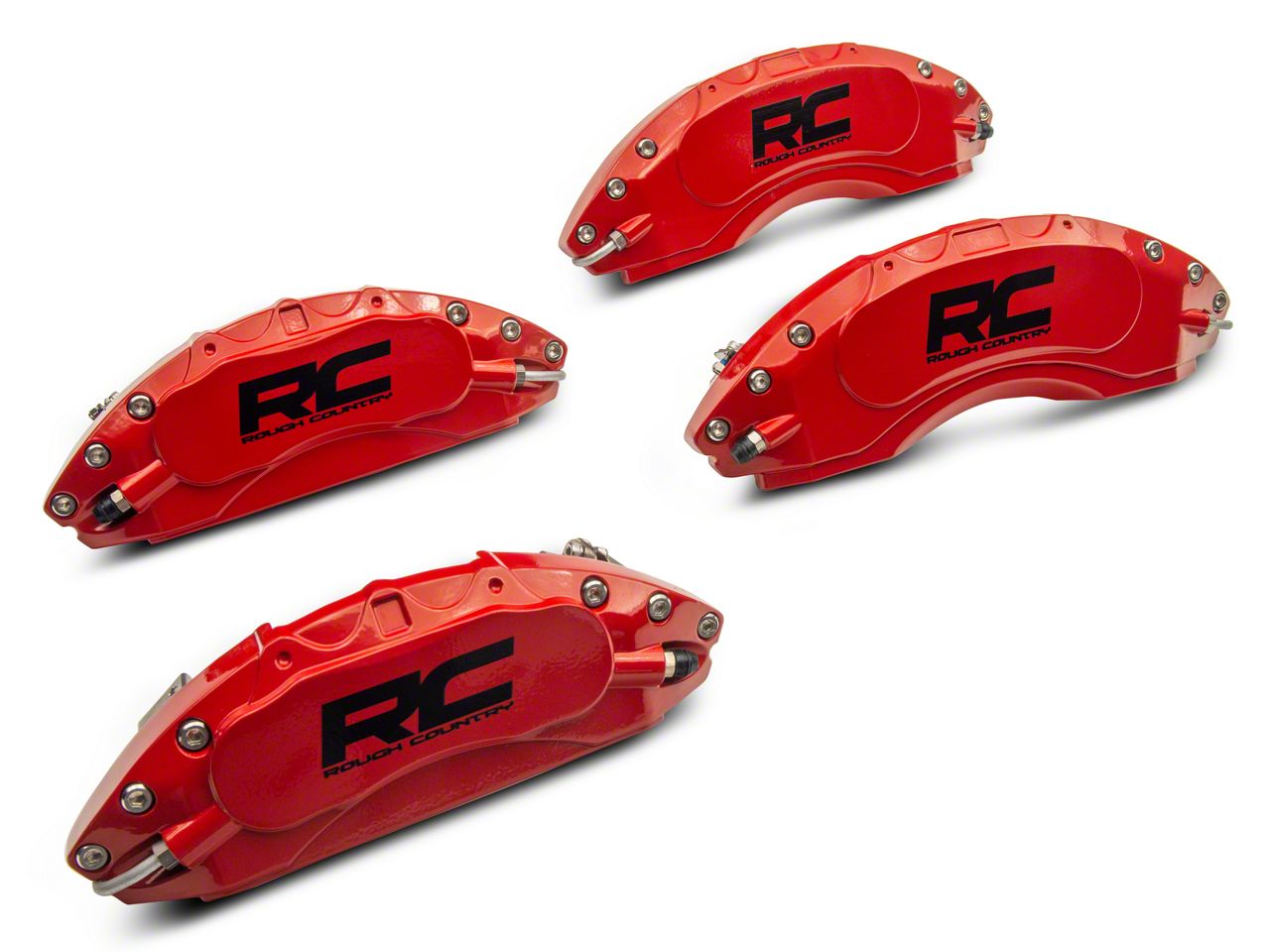Rough Country Silverado 1500 Red Brake Caliper Covers; Front and Rear