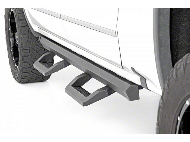 Rough Country SR2 Adjustable Aluminum Side Step Bars; Textured Black (07-18 Silverado 1500 Crew Cab)