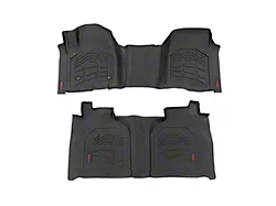 Rough Country Sure-Fit Front and Rear Floor Mats; Black (19-25 Silverado 1500 w/ Front Bench Seats & w/o Vinyl Flooring)