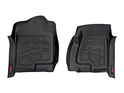 Rough Country Sure-Fit Front Floor Mats; Black (99-06 Silverado 1500 Extended Cab w/ Automatic Transmission & w/o Vinyl Flooring)