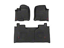 Rough Country Sure-Fit Front and Rear Floor Mats; Black (19-24 Silverado 1500 Crew Cab)