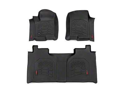 Rough Country Sure-Fit Front and Rear Floor Mats; Black (19-24 Silverado 1500 Crew Cab)