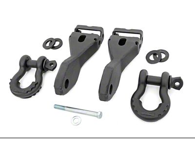 Rough Country Tow Hook to Shackle Conversion Kit with D-Ring Shackles and Rubber Isolators (14-18 Silverado 1500)