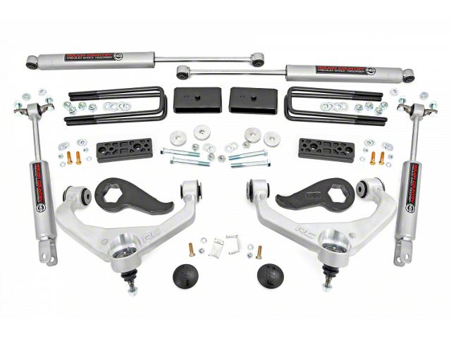 Rough Country 3-Inch Bolt-On Suspension Lift Kit with M1 Monotube Shocks (20-24 Silverado 2500 HD w/o MagneRide)