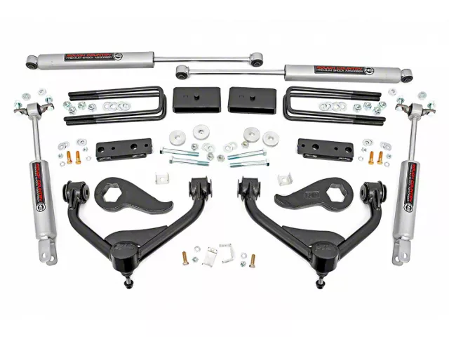 Rough Country 3-Inch Bolt-On Suspension Lift Kit with Premium N3 Shocks (20-24 Silverado 2500 HD w/o MagneRide)