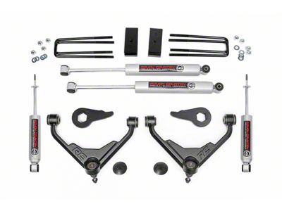 Rough Country 3-Inch Bolt-On Upper Control Arm Suspension Lift Kit with Premium N3 Shocks for FT RPO Code (07-10 Silverado 2500 HD)