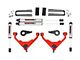 Rough Country 3-Inch Bolt-On Upper Control Arm Suspension Lift Kit with V2 Monotube Shocks for FK or FF RPO Codes; Red (07-10 Silverado 2500 HD)
