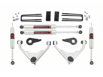 Rough Country 3-Inch Bolt-On Upper Control Arm Suspension Lift Kit with M1 Monotube Shocks for FK or FF RPO Codes (07-10 Silverado 2500 HD)