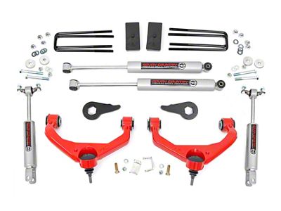 Rough Country 3.50-Inch Bolt-On Suspension Lift Kit with Premium N3 Shocks; Red (11-19 Silverado 2500 HD w/o Factory Overload Springs & MagneRide)