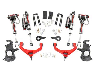 Rough Country 3.50-Inch Knuckle Suspension Lift Kit with Vertex Reservoir Shocks; Red (11-19 Silverado 2500 HD w/o Rear Overload Springs & MagneRide)