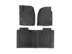 Rough Country Flex-Fit Front and Rear Floor Mats; Black (20-26 Silverado 2500 HD Crew Cab)