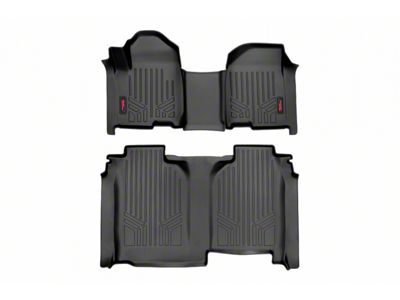 Rough Country Heavy Duty Front and Rear Floor Mats; Black (20-23 Silverado 2500 HD Crew Cab w/ Front Bench Seat & w/o Under Seat Storage)