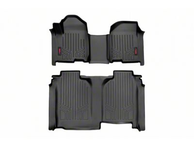 Rough Country Heavy Duty Front and Rear Floor Mats; Black (20-24 Silverado 2500 HD Crew Cab w/ Front Bench Seat & w/o Under Seat Storage)