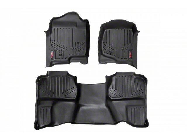 Rough Country Heavy Duty Front and Rear Floor Mats; Black (07-14 Silverado 2500 HD Extended Cab)