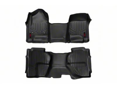 Rough Country Heavy Duty Front and Rear Floor Mats; Black (15-19 Silverado 2500 HD Double Cab)