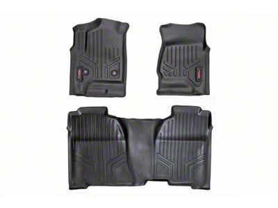 Rough Country Heavy Duty Front and Rear Floor Mats; Black (15-19 Silverado 2500 HD Crew Cab)