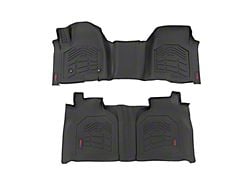 Rough Country Sure-Fit Front and Rear Floor Mats; Black (20-25 Silverado 2500 HD Crew Cab w/ Front Bench Seats & w/o Vinyl Flooring)