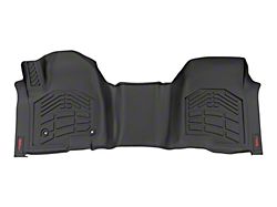 Rough Country Sure-Fit Front Floor Mats; Black (20-25 Silverado 2500 HD Crew Cab w/ Front Bench Seats & w/o Vinyl Flooring)