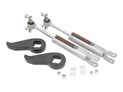 Rough Country 1.50 to 2-Inch Leveling Torsion Bar Keys with Premium N3 Shocks (20-25 4WD Silverado 3500 HD w/o MagneRide)