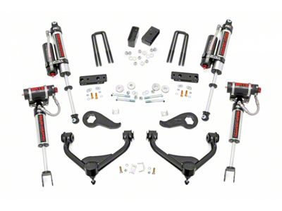 Rough Country 3-Inch Bolt-On Upper Control Arm Suspension Lift Kit with Vertex Reservoir Shocks (20-25 Silverado 3500 HD w/o Rear Overload Springs)