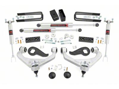 Rough Country 3-Inch Upper Control Arm Suspension Lift Kit with M1 Monotube Shocks (20-25 Silverado 3500 HD DRW w/ Rear Overload Springs)