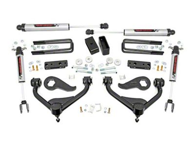Rough Country 3-Inch Upper Control Arm Suspension Lift Kit with V2 Monotube Shocks (20-25 Silverado 3500 HD DRW w/ Rear Overload Springs)