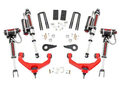 Rough Country 3.50-Inch Bolt-On Suspension Lift Kit with Vertex Reservoir Shocks; Red (11-19 Silverado 3500 HD SRW w/o Factory Overload Springs & MagneRide)